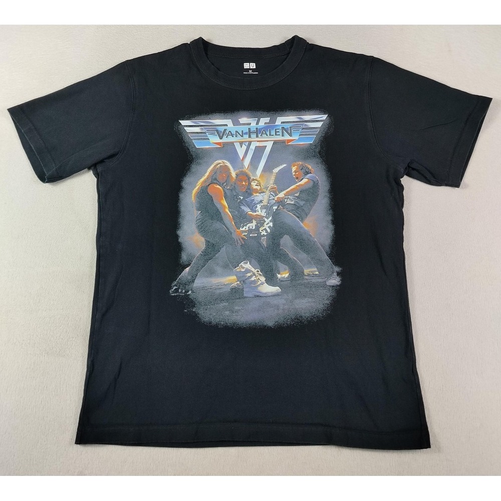 Uniqlo Van Halen Shirt Mens Medium Black Band Graphic Tee Tagless Music Rock